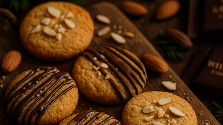 Crunchy Almond Biscuits Recipe with Chocolate Drizzle