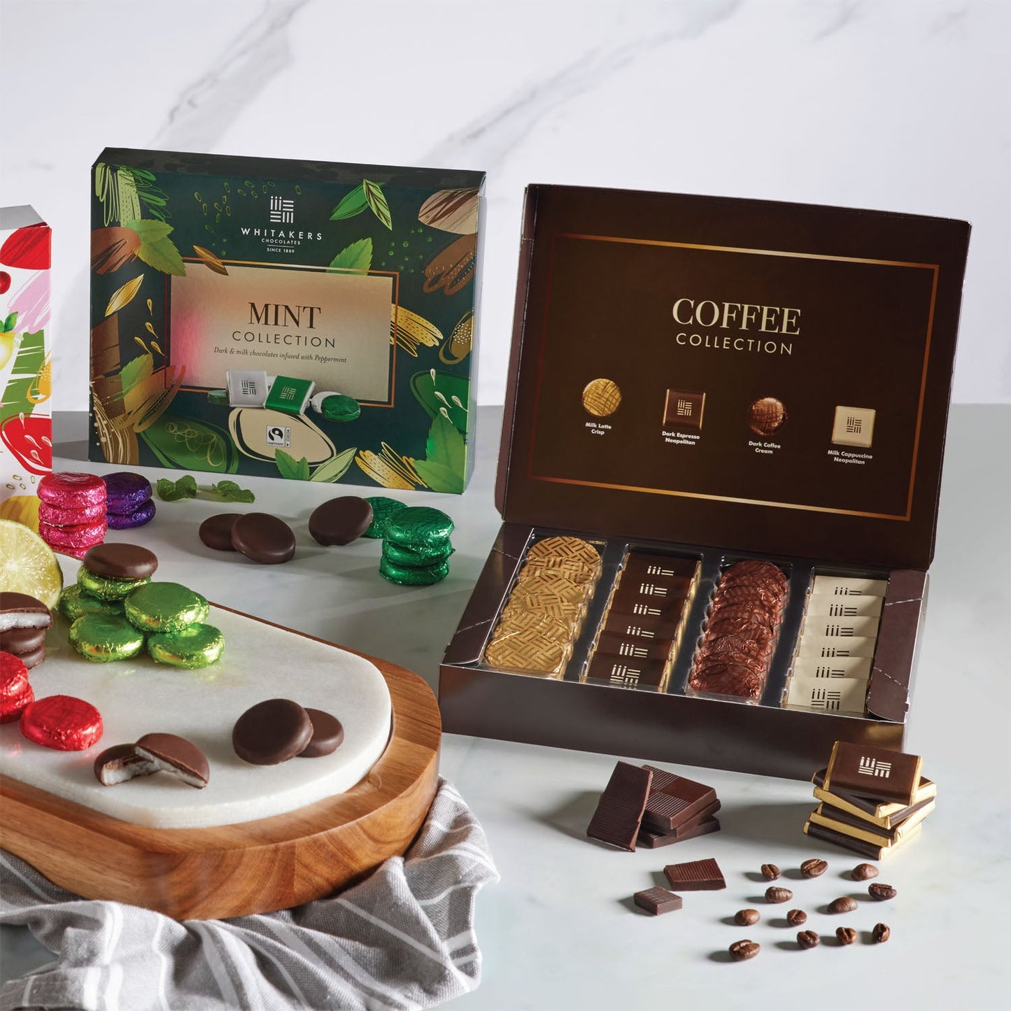 milk and dark chocolate coffee collection box Lifestyle