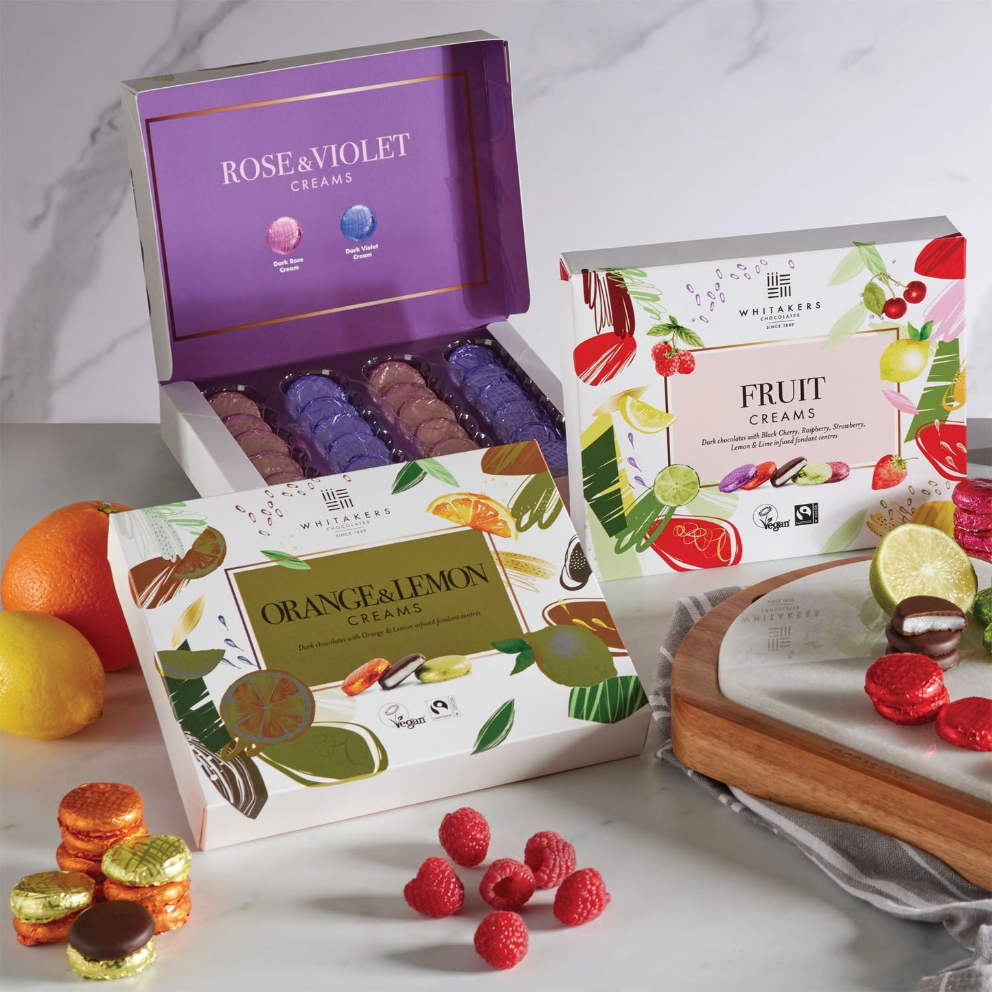 dark chocolate fruit cream collection box lifestyle