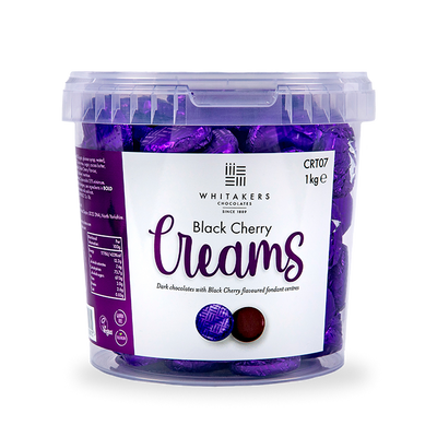 Dark Chocolate Foiled Black Cherry Fondant Creams Tub (1kg)