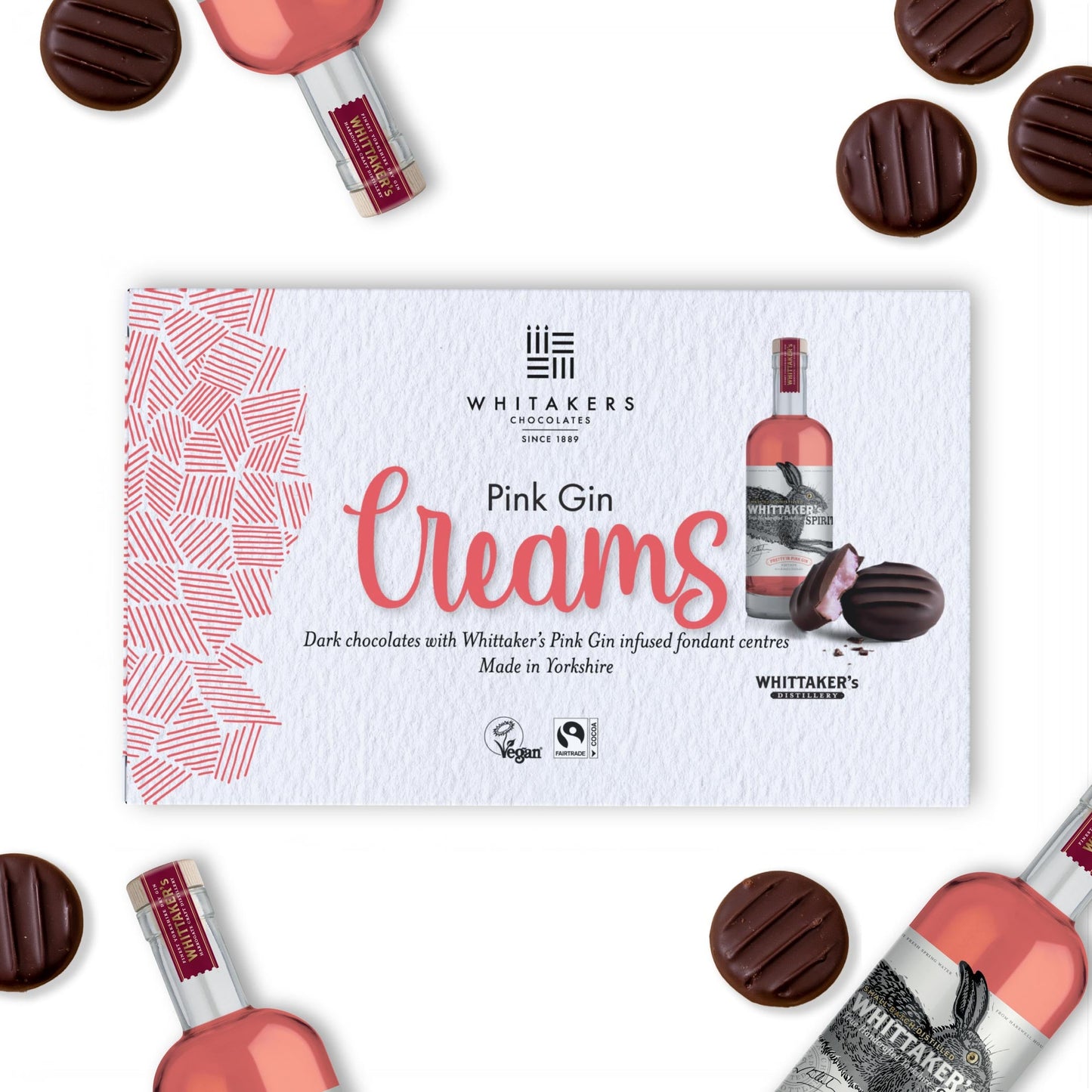 dark chocolate pink gin cream 150g box
