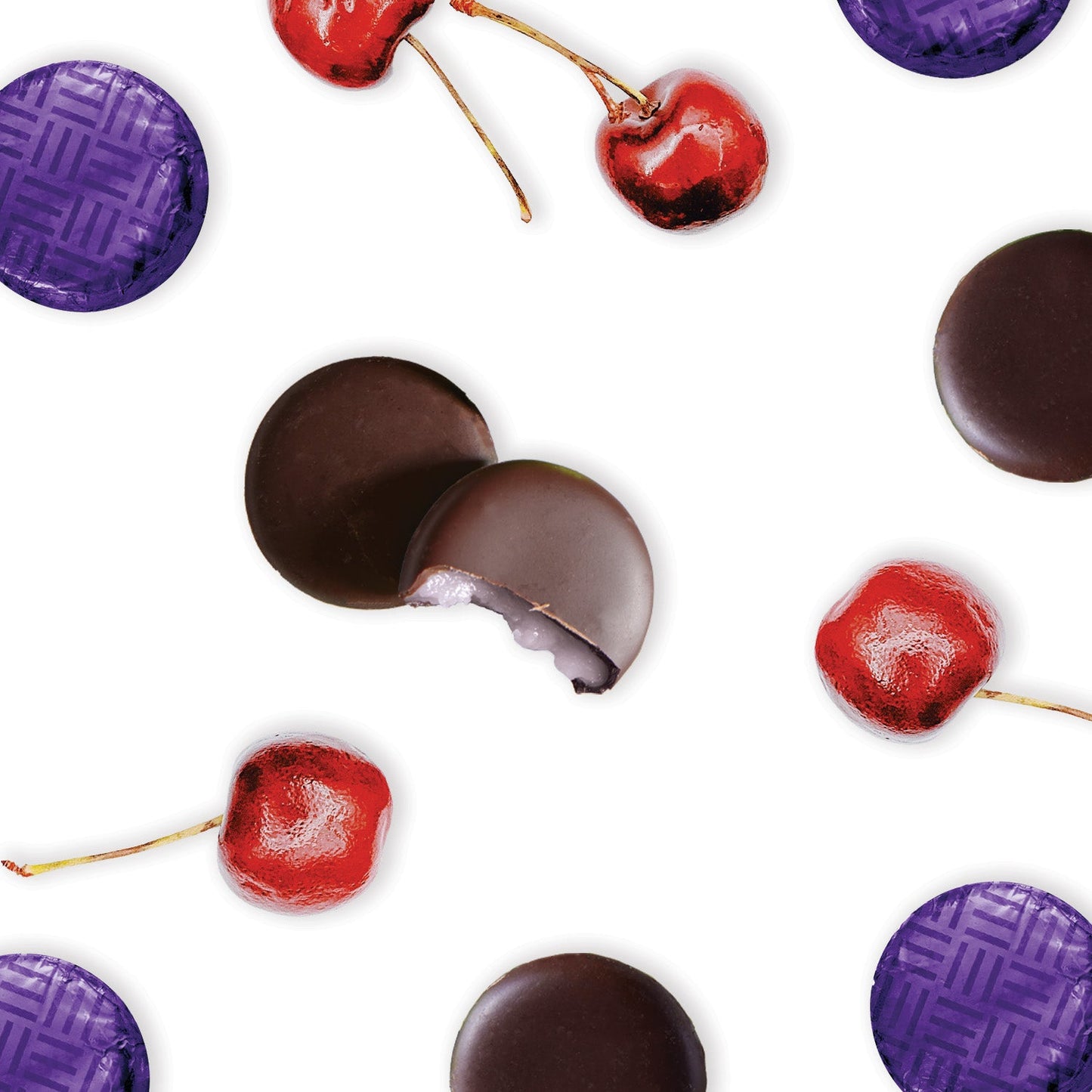 purple foiled dark chocolate black cherry cream bulk 1kg tubs