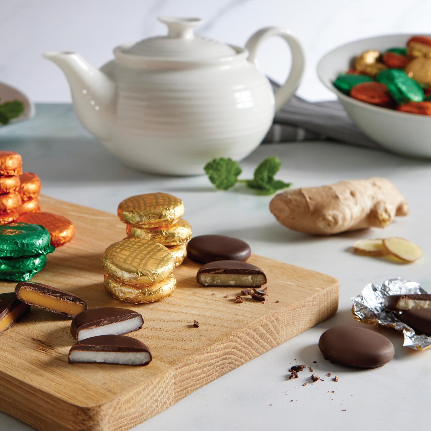 yellow foiled dark chocolate ginger cream bulk 1kg tubs