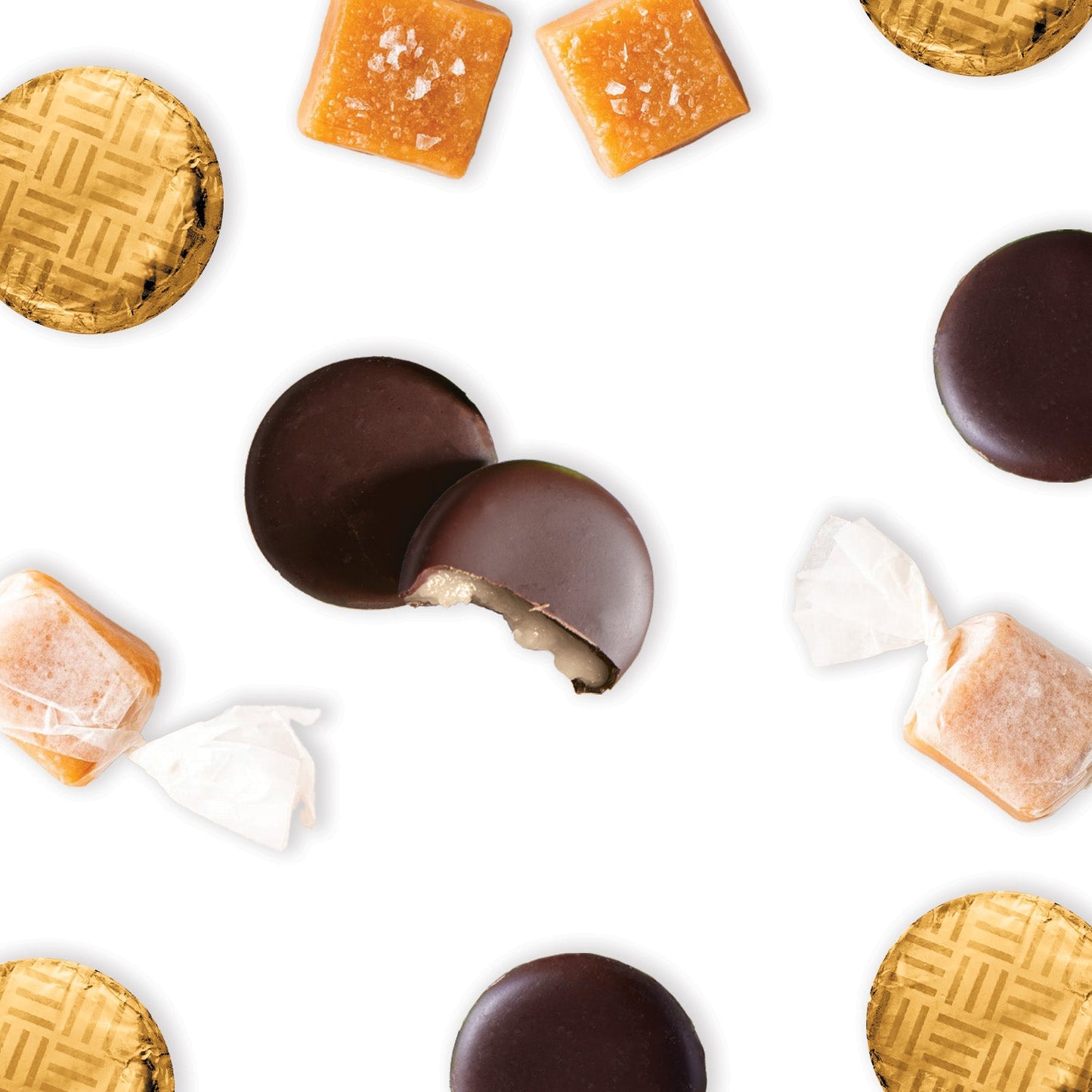 gold foiled dark chocolate salted caramel cream bulk 1kg tubs