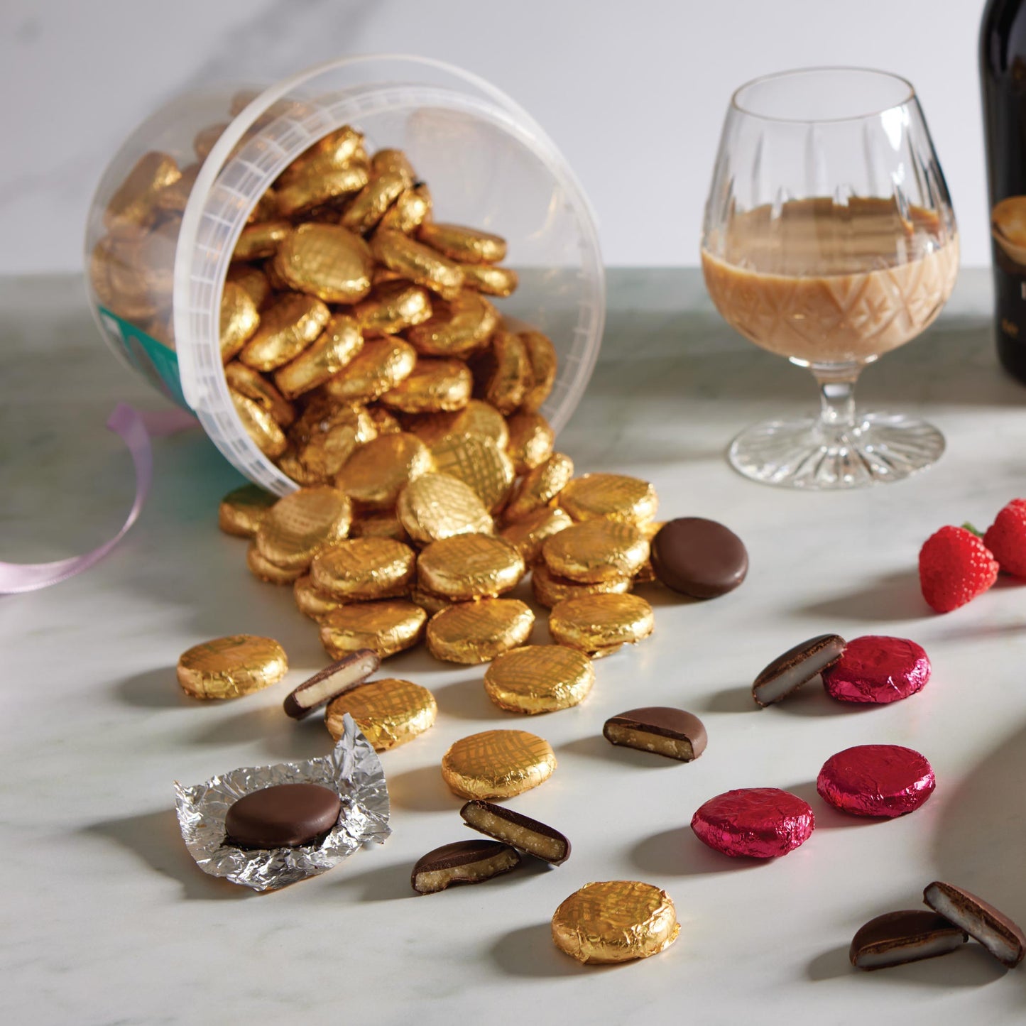 gold foiled dark chocolate irish cream bulk 1kg tubs