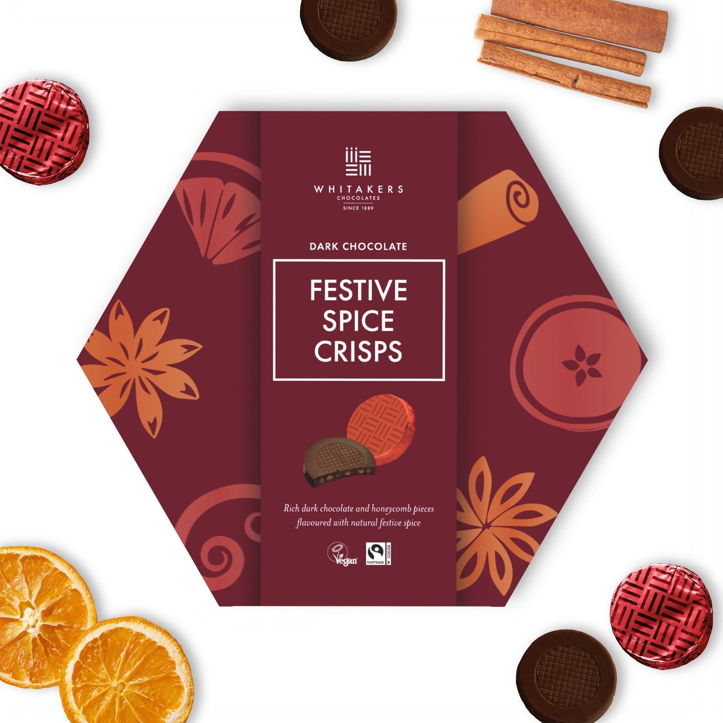 Dark Chocolate Festive Spice Honeycomb Crisps (165g)