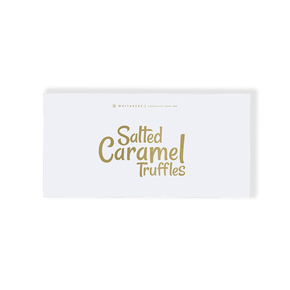 Luxury milk Salted Caramel Chocolate Truffle Gift Box, containing eight exquisitely hand-finished truffles