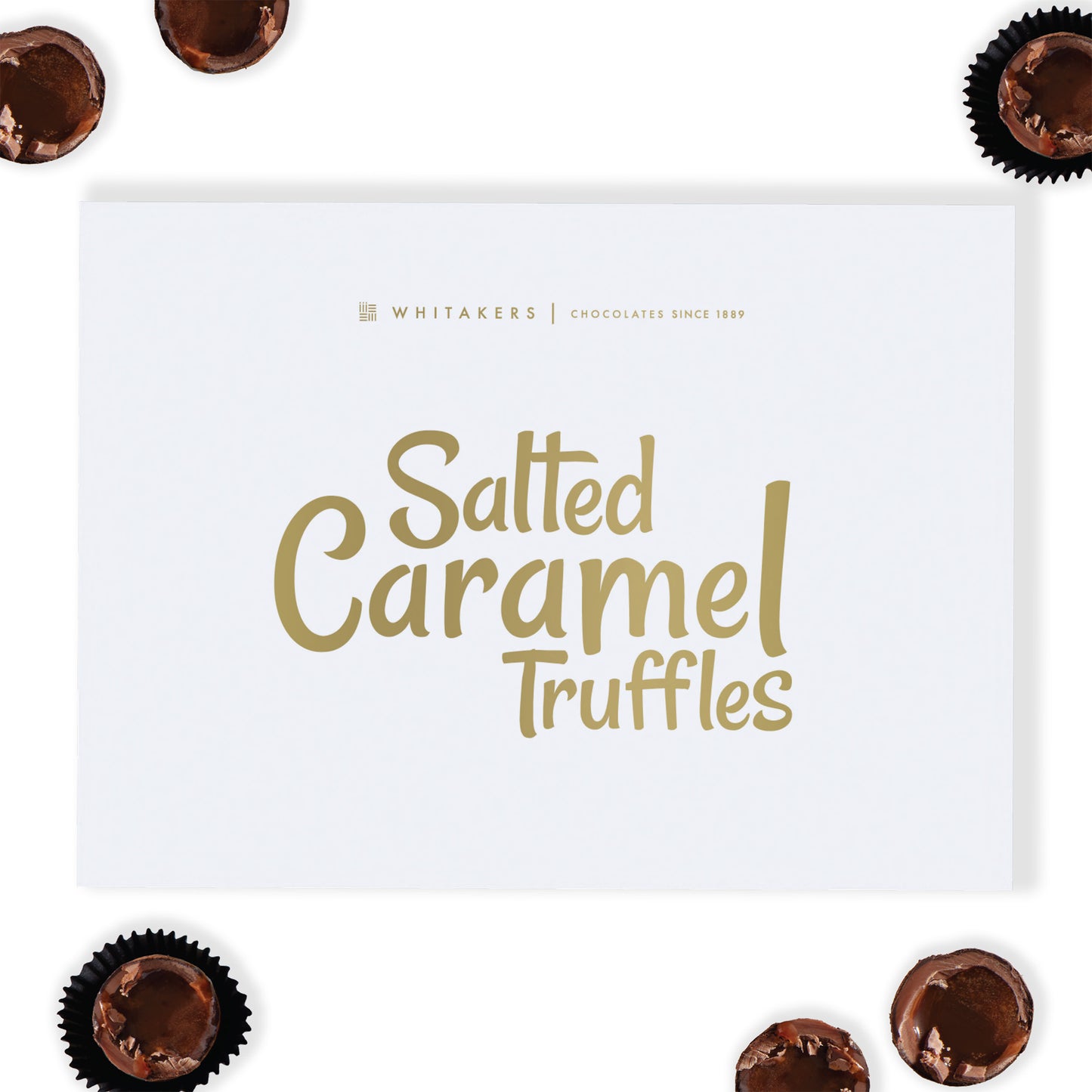 Luxury milk Salted Caramel Chocolate Truffle Gift Box, containing eight exquisitely hand-finished truffles