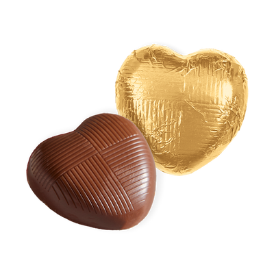 Gold Chocolate Hearts Foiled - Milk Chocolate (1kg boxes)
