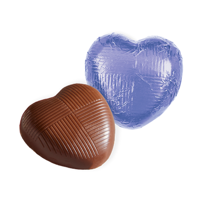 Milk Chocolate Lilac Foiled Hearts (1kg boxes)