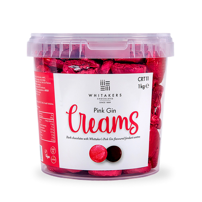 Dark Chocolate Foiled Pink Gin Fondant Creams Tub (1kg)