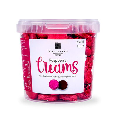Dark Chocolate Foiled Raspberry Fondant Creams Tub (1kg)