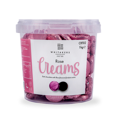 Dark Chocolate Foiled Rose Fondant Creams Tub (1kg)