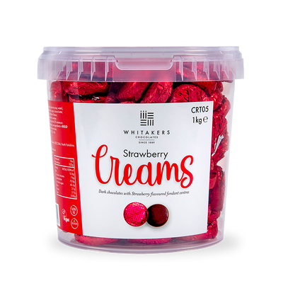 Dark Chocolate Foiled Strawberry Fondant Creams Tub (1kg)