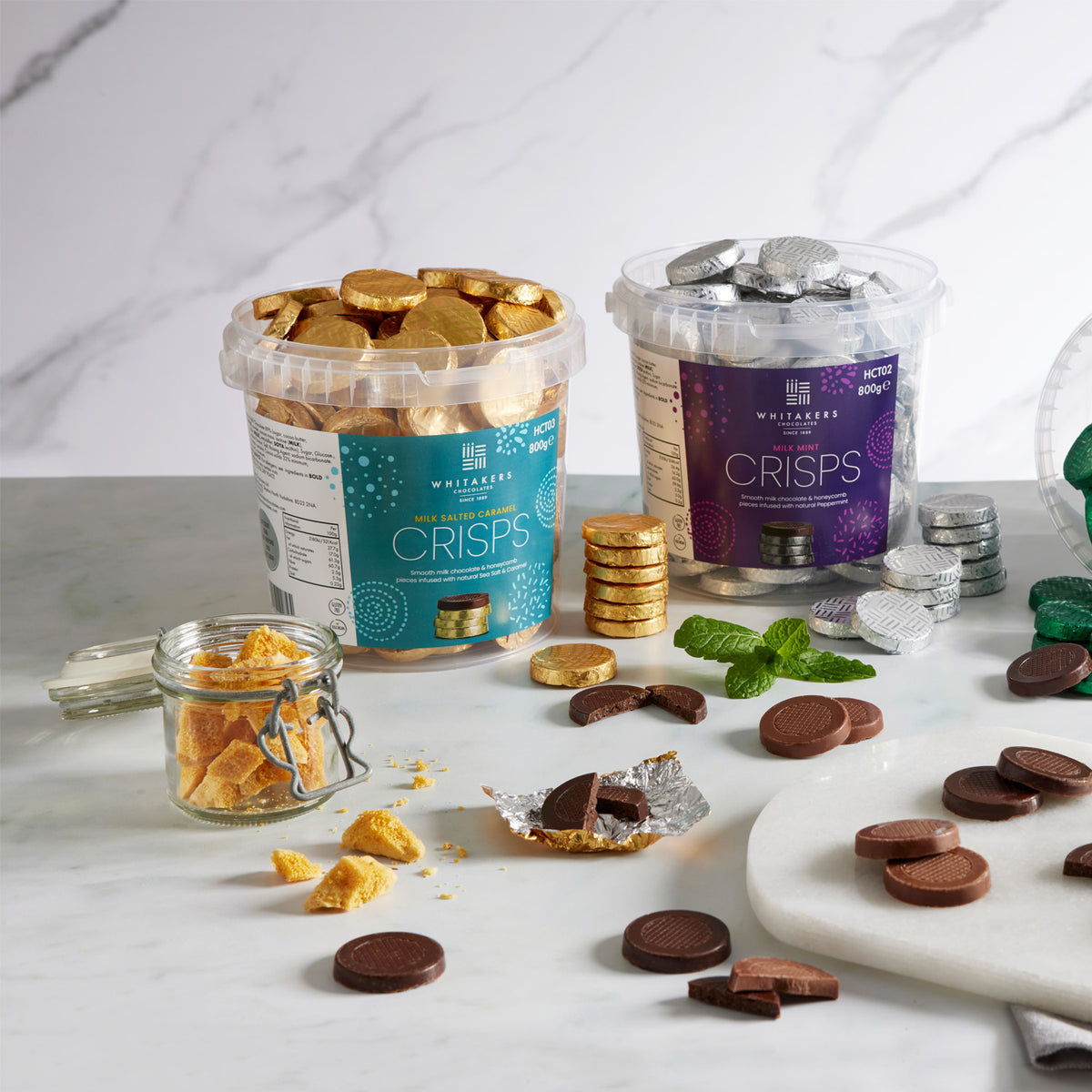 Milk Chocolate Salted Caramel Honeycomb Crisps Tub (800g)