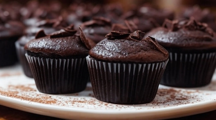 Chocolate Flourless Cupcakes Recipe with Dark Chocolate Mini Shards