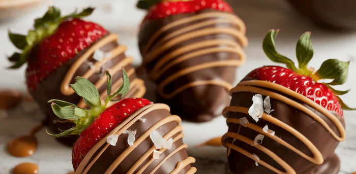 Salted Caramel Milk Chocolate-Covered Strawberries