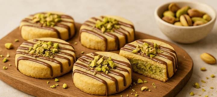 Shortbread Pistachio Cookies Recipe UK (with Chocolate Drizzle)