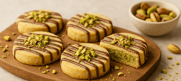 Shortbread Pistachio Cookies Recipe UK (with Chocolate Drizzle)