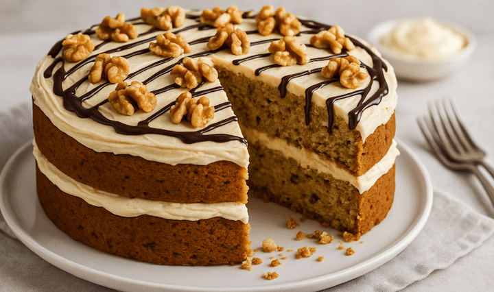 Coffee and Walnut Cake Recipe (With Dark Chocolate Drizzle)