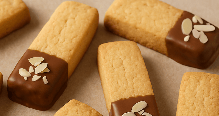 Crunchy Chocolate Dipped Almond Fingers Recipe