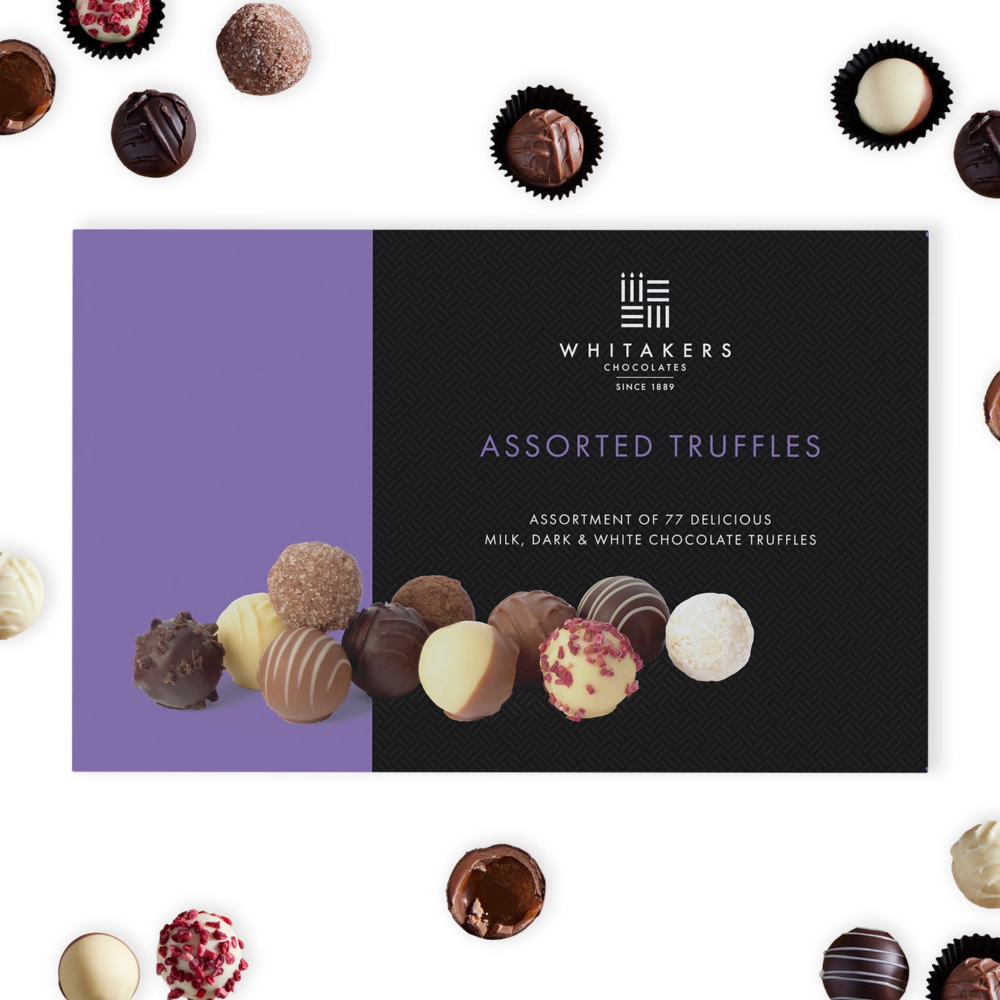 Luxury assorted milk, dark and white chocolate truffles 77 piece catering box