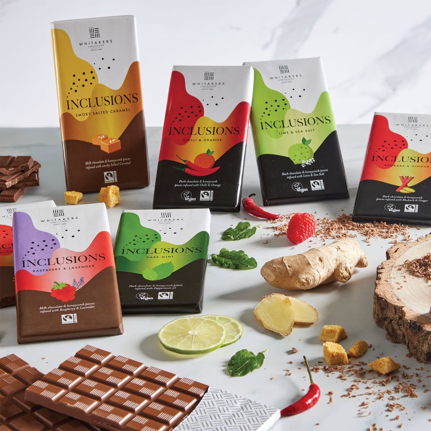 90g dark lime and sea salt chocolate bar
