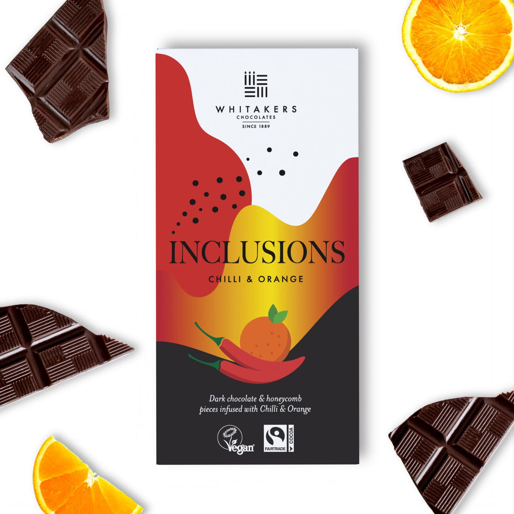 90g dark orange and chilli chocolate bar