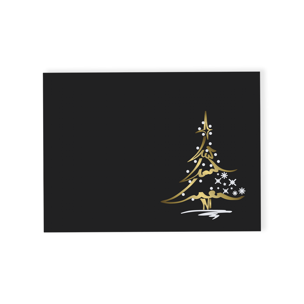 This luxurious black gift box is adorned with a foil-blocked Christmas tree design on the lid, adding a sophisticated touch to your holiday gifting. Inside, discover a selection of six delicious hand-finished truffles, crafted from the finest dark, milk, and white chocolates, each offering a unique and indulgent flavour experience
