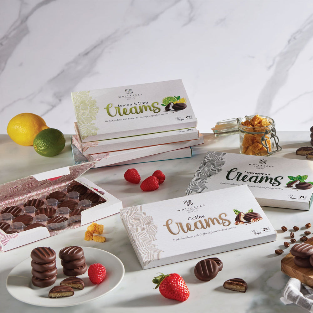 dark chocolate lemon & lime cream 150g box