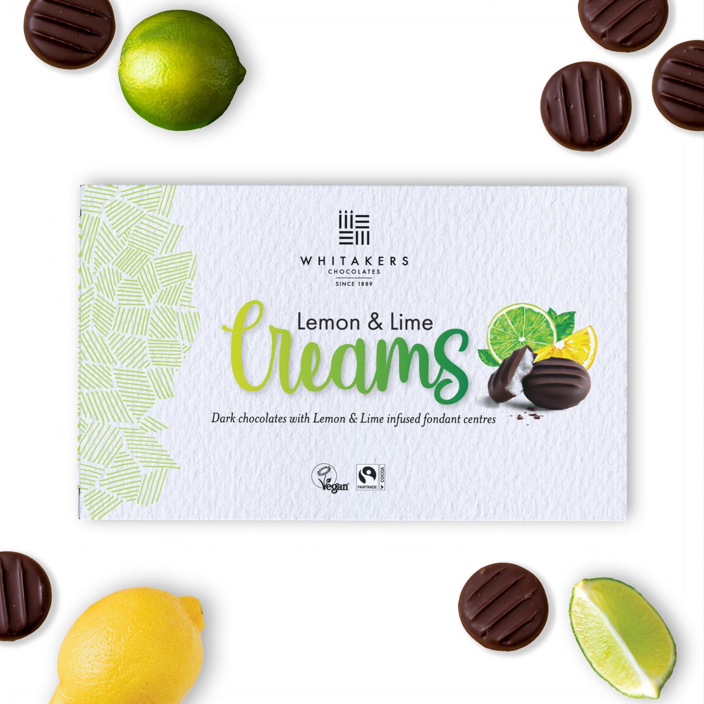 dark chocolate lemon & lime cream 150g box