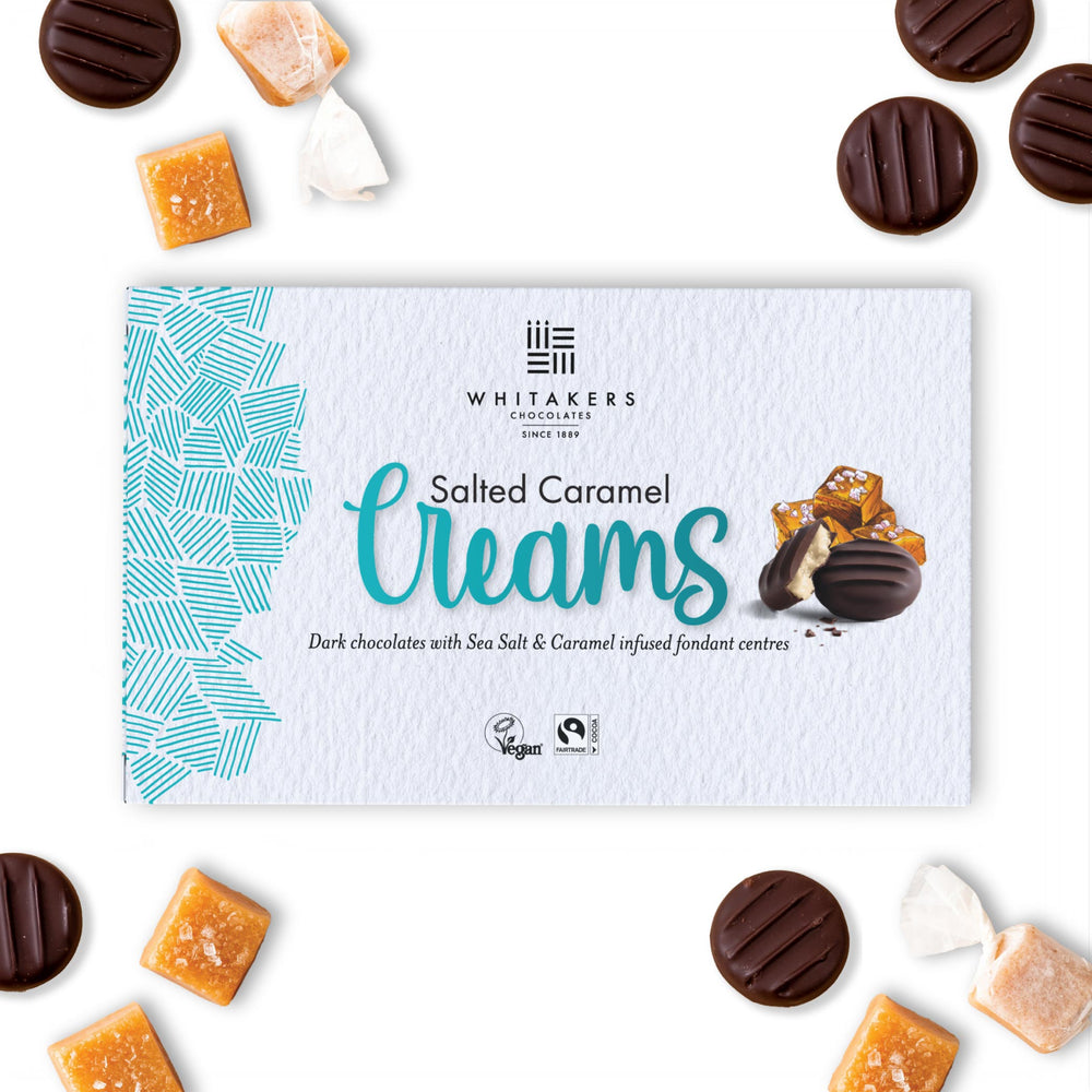 dark chocolate salted caramel cream 150g box