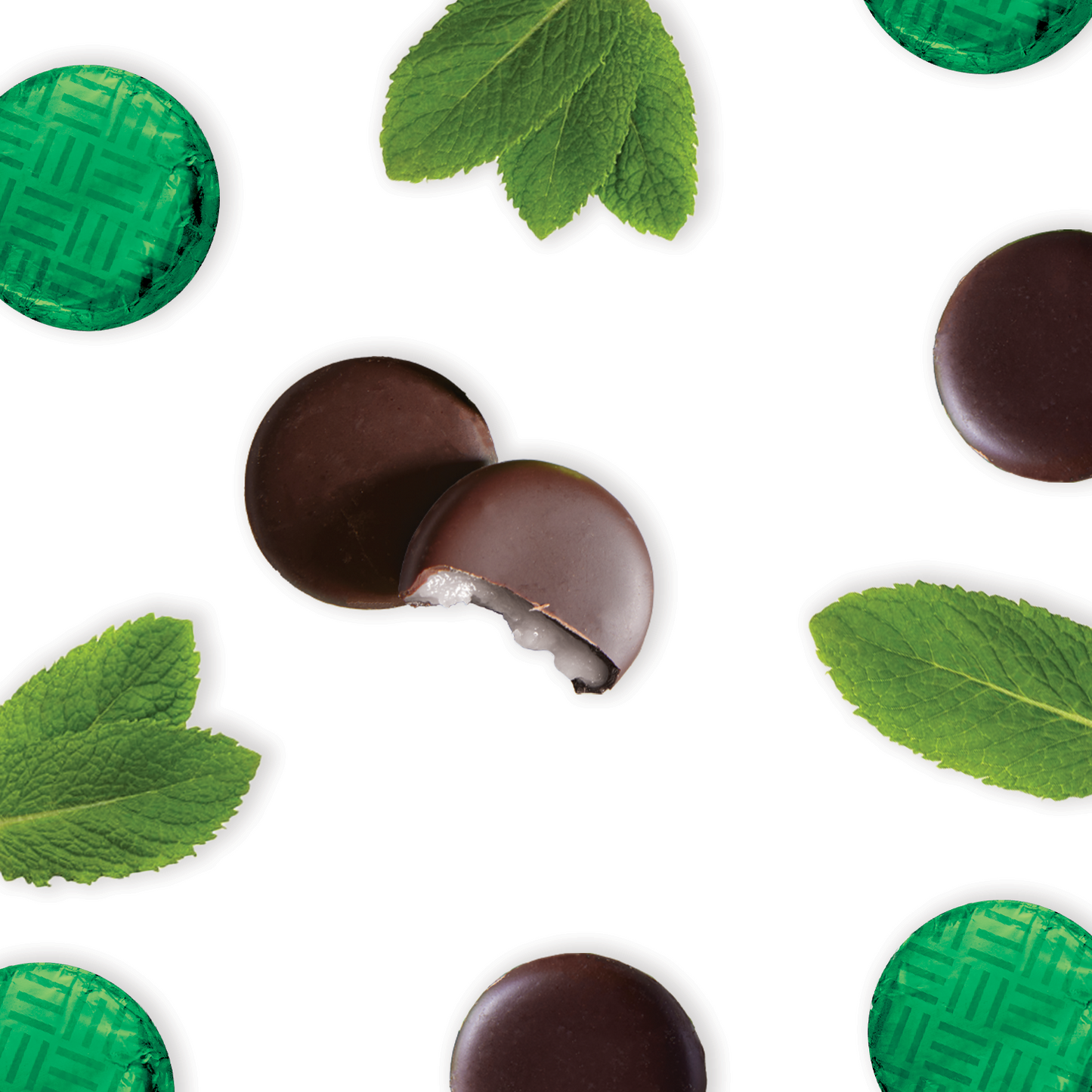 green foiled dark chocolate mint cream bulk 1kg tubs