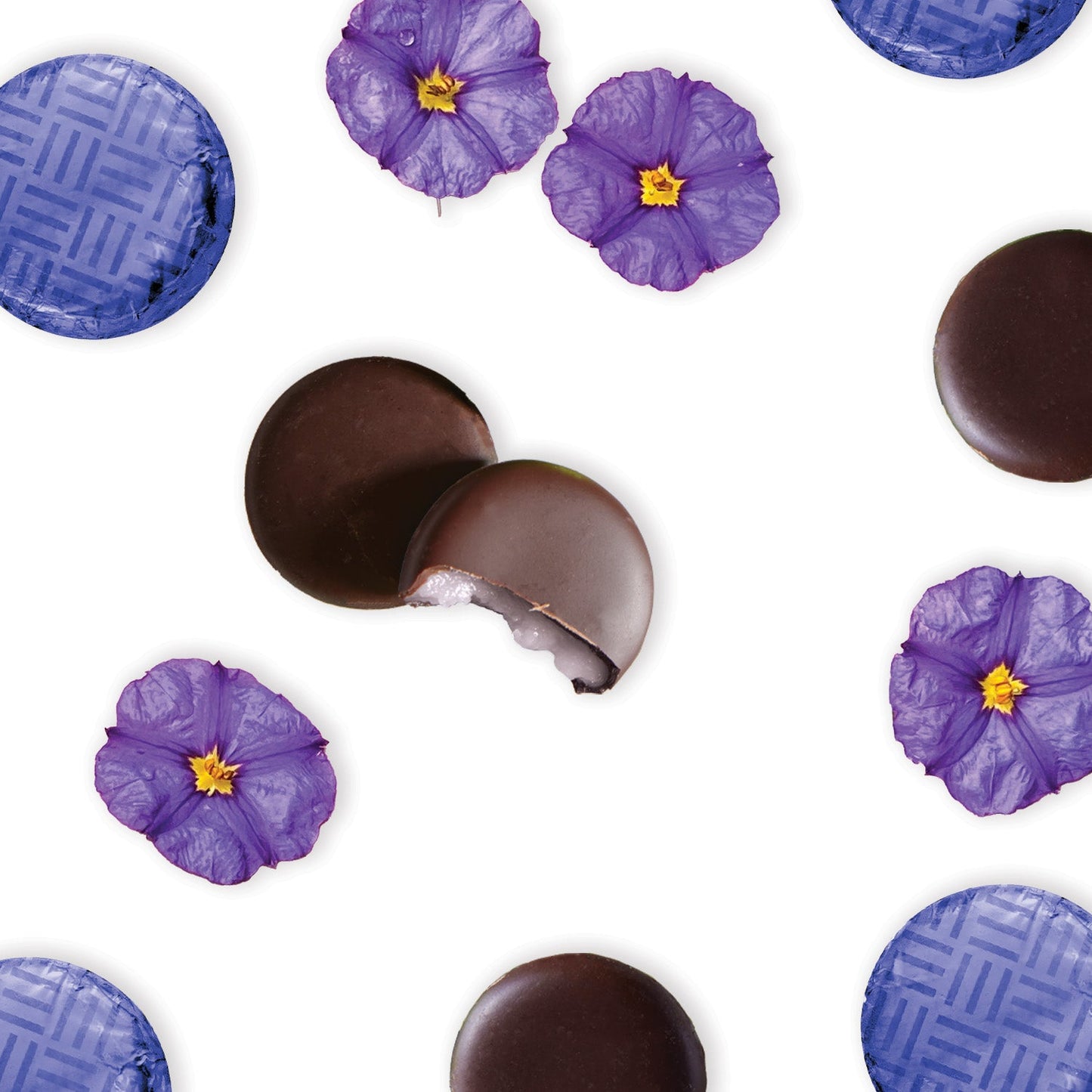 lilac foiled dark chocolate violet cream bulk 1kg tubs