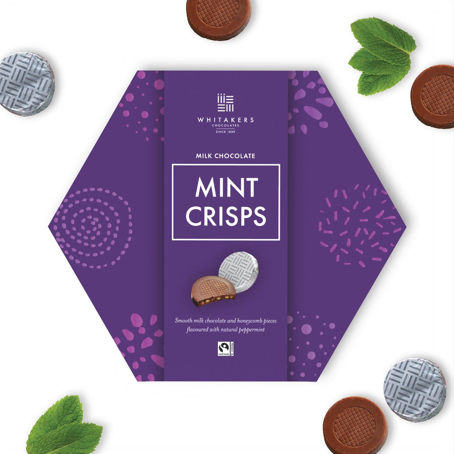 milk chocolate mint honeycomb crisps 165g box