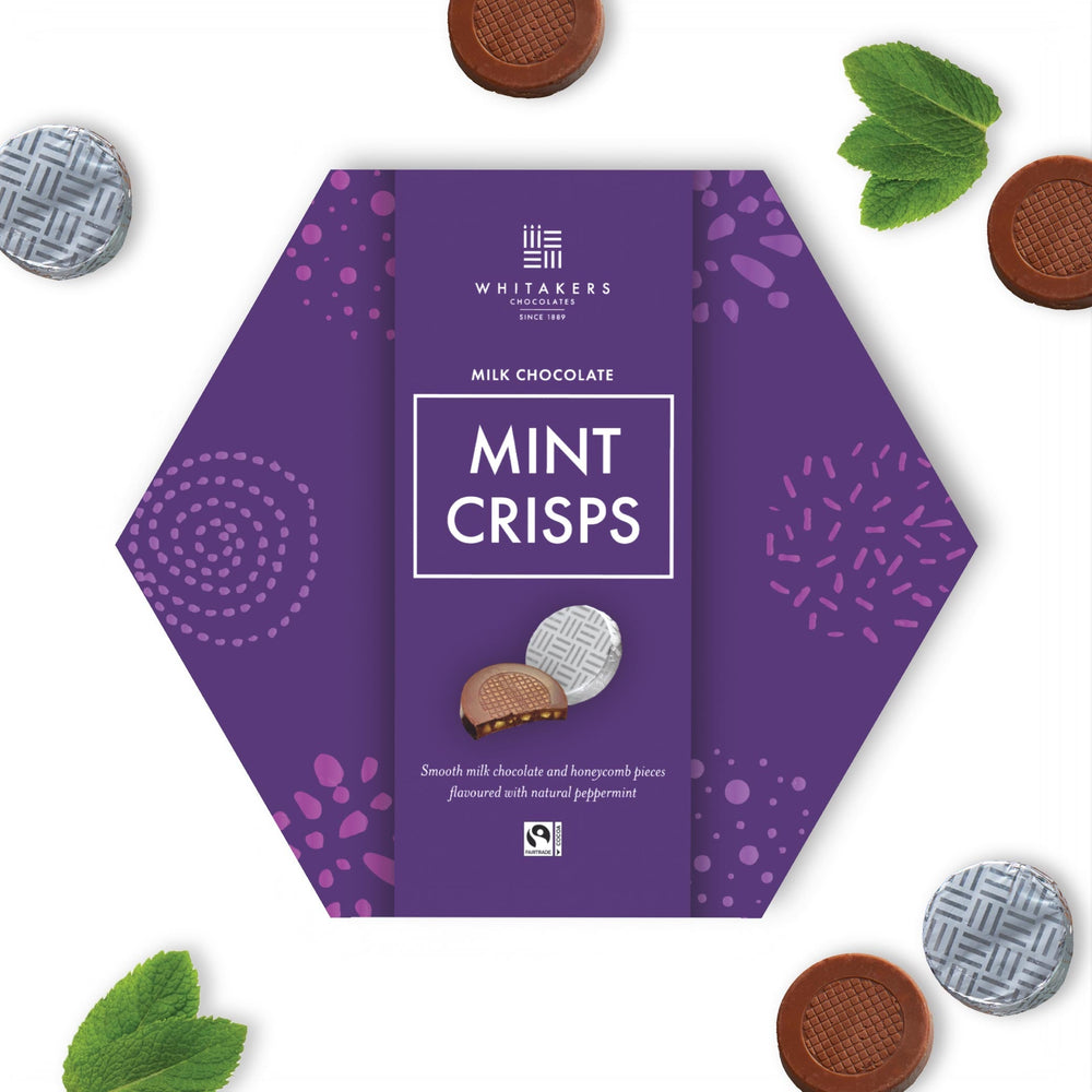 milk chocolate mint honeycomb crisps 165g box