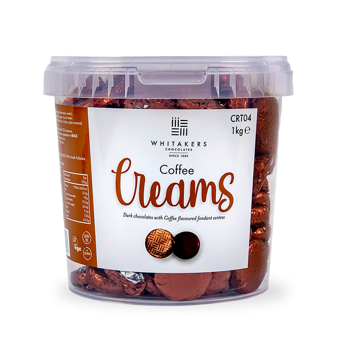 brown foiled dark chocolate coffee cream bulk 1kg tubs