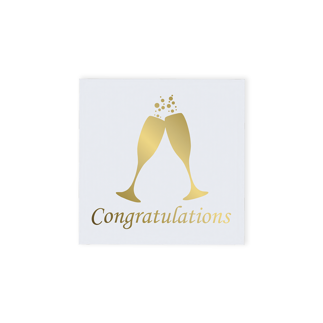 "Congratulations" Chocolate Gift Box, designed to mark every achievement with a touch of Luxury.  This elegant white Luxury box features gold foil-printed champagne glasses and the word "Congratulations," making it a sophisticated choice for any congratulatory occasion.  Inside, recipients will find four exquisite hand-finished truffles, assorted milk, dark and white truffles