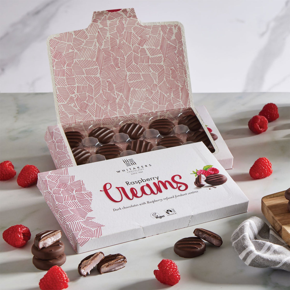 Dark Chocolate Raspberry Fondant Creams (150g)