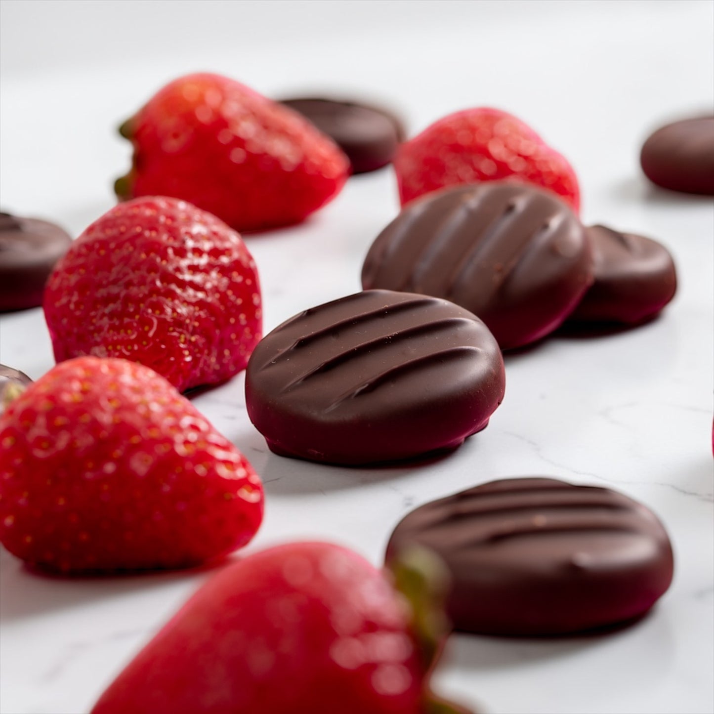 Dark Chocolate Strawberry Fondant Creams (150g)