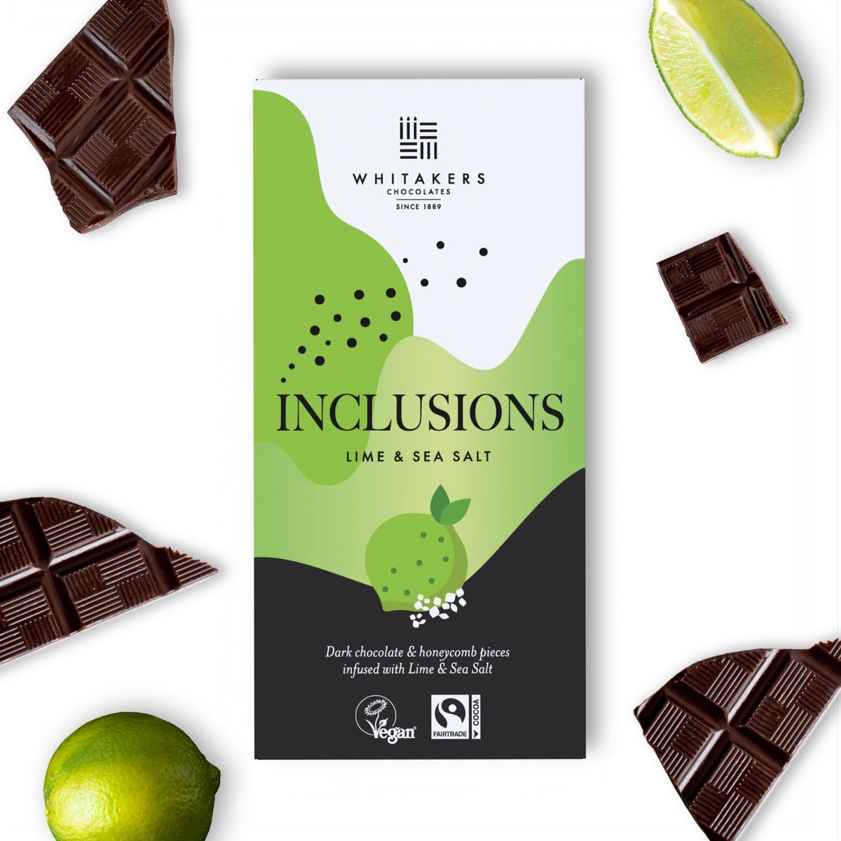 Dark Lime & Sea Salt Chocolate Bar (90g)