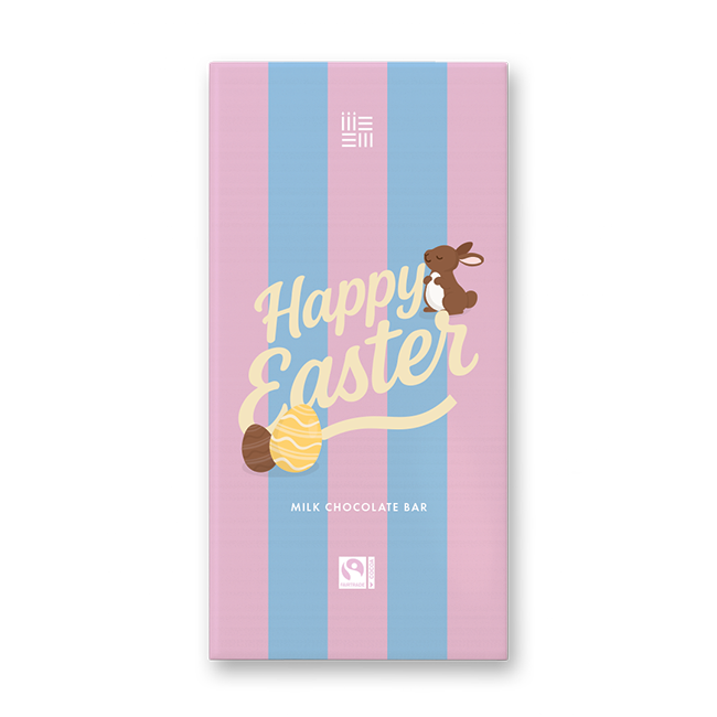 Happy Easter Milk Chocolate pink and blue striped bar
