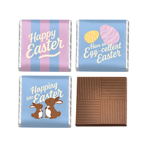 Happy Easter themed milk chocolate square Neapolitans
