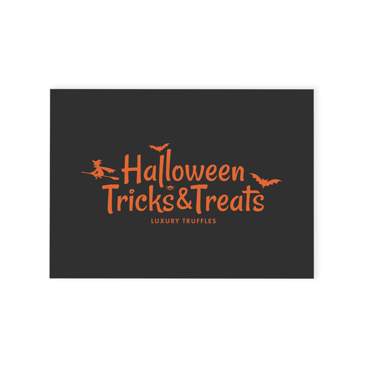 Embrace the spooky spirit of Halloween with Whitakers Chocolates' "Trick or Treat" 8 Chocolate Truffle Gift Box, a perfect mix of indulgence and eerie delight.  This striking black gloss box is captivatingly adorned with "Trick or Treat" and playful graphics in vibrant orange foil blocking, creating a hauntingly beautiful presentation that captures the essence of Halloween.