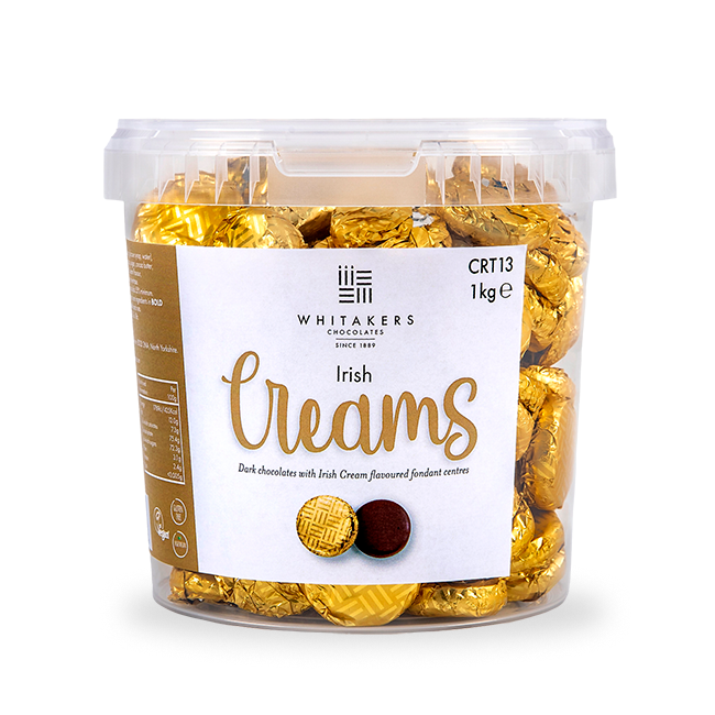 gold foiled dark chocolate irish cream bulk 1kg tubs
