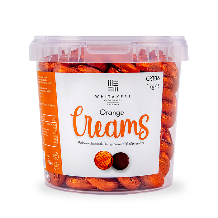 orange foiled dark chocolate orange cream bulk 1kg tubs