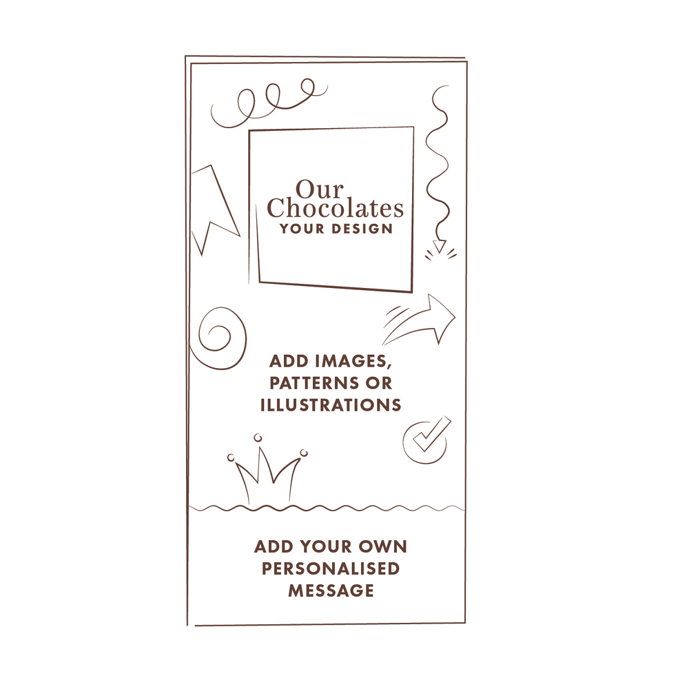 milk chocolate 90g corporate branded gift bars. Custom chocolate bars that can carry images, logo and brand messages