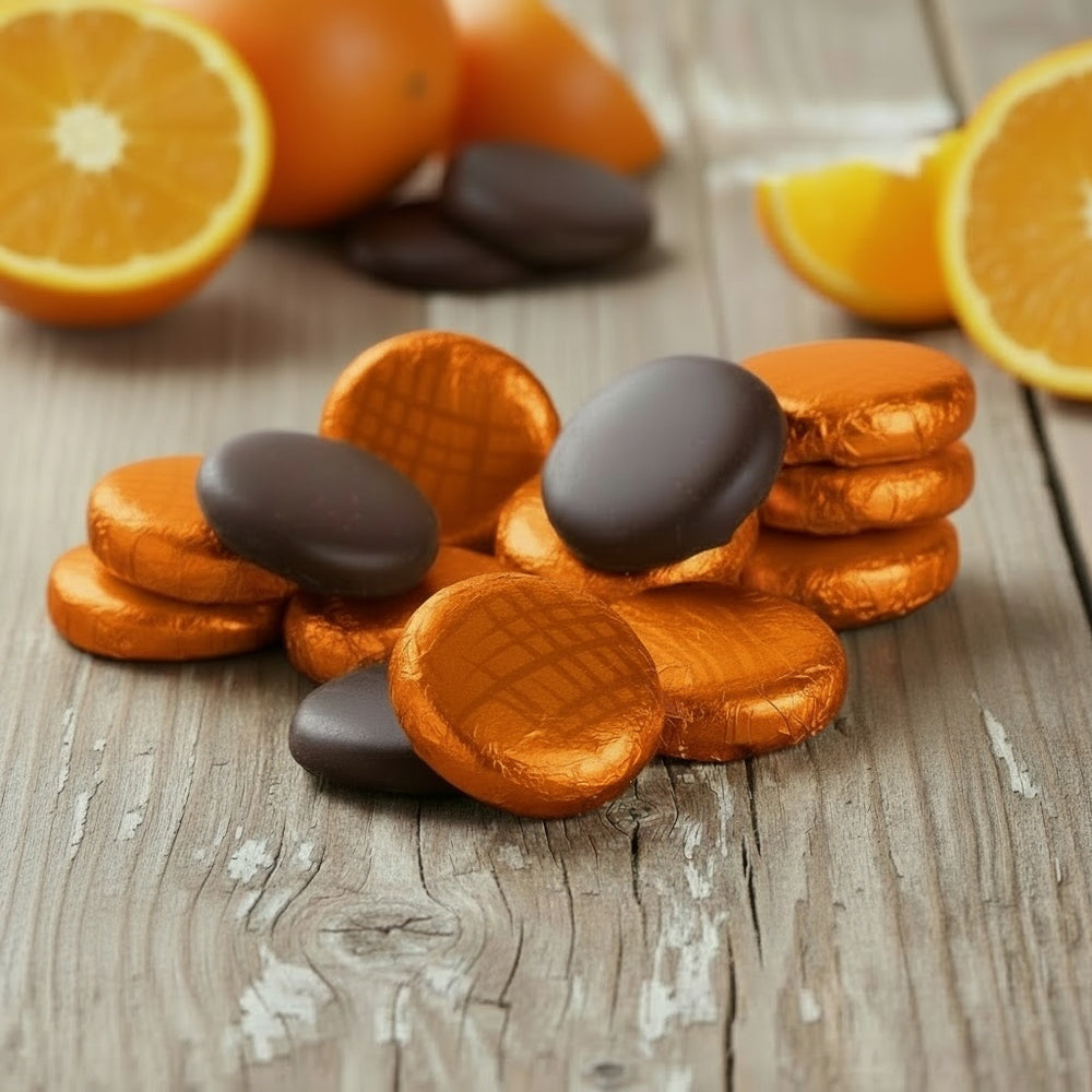 Dark Chocolate Foiled Orange Fondant Creams Tub (1kg)