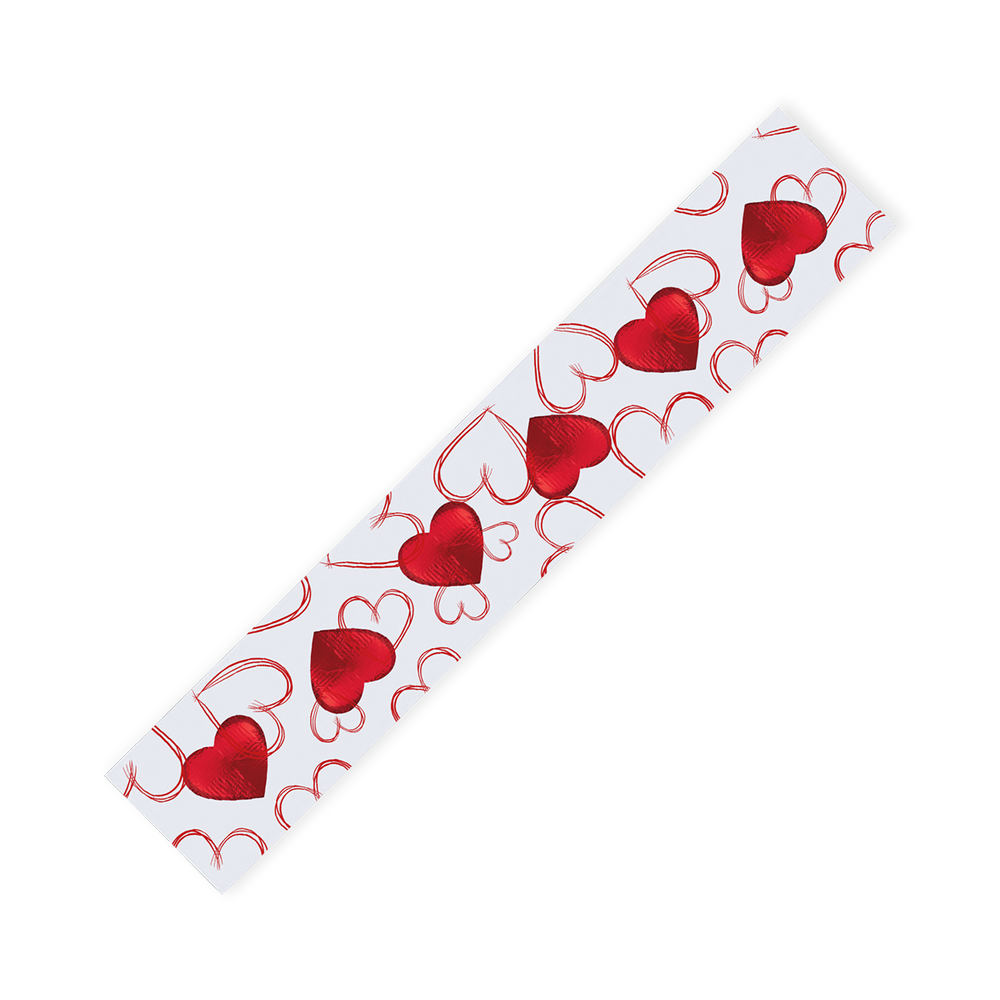 Love Hearts Chocolate Gift Box Stick, the perfect Valentine's Day treat to express your affection.  This elegantly designed gift box is adorned with a red and white love heart pattern, featuring heart-shaped cutouts that playfully reveal the Luxury red-foiled milk chocolate hearts within.  Each box contains six exquisite milk chocolate hearts
