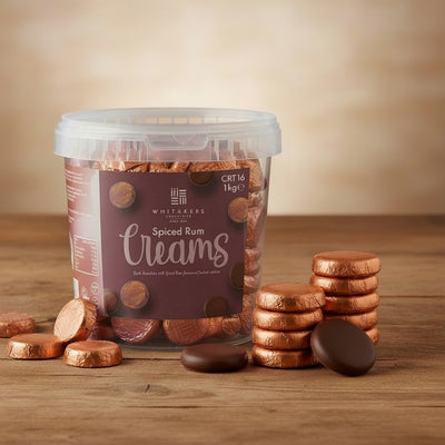 Dark Chocolate Foiled Spiced Rum Fondant Creams Tub (1kg)